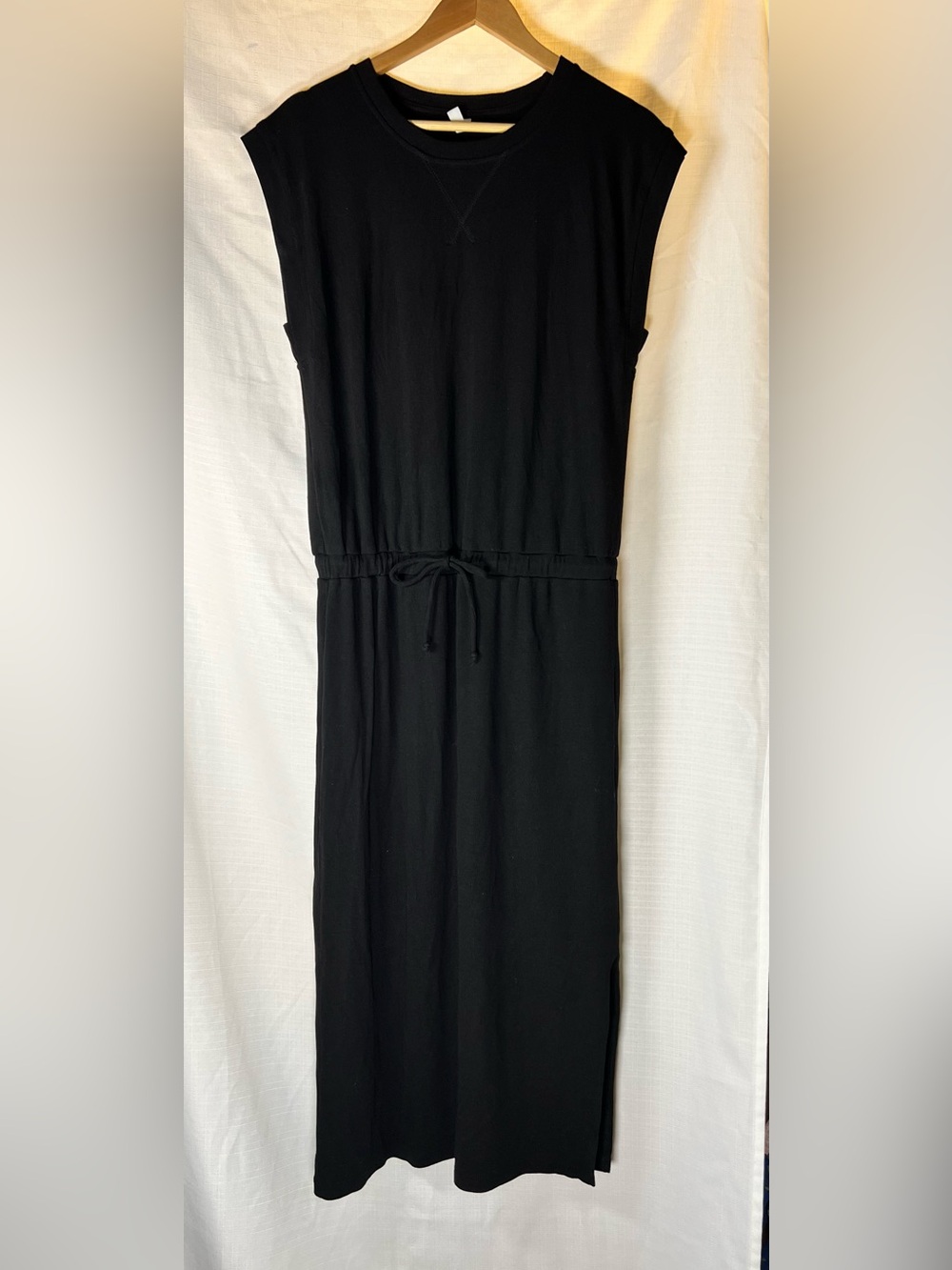 Wishlist Black Sleeveless Drawstring waist knit Maxi Dress size Large L